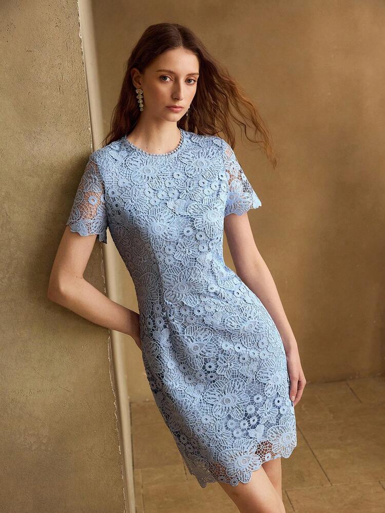 ELEGANT LACE MIDI DRESS FOR WOMEN
