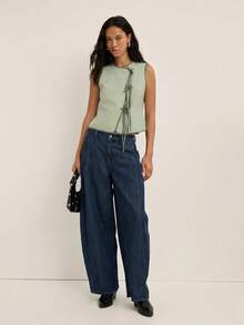 Nöista Áo tank top không tay tối giản dành cho nữ, có dây buộc phía trước, thích hợp cho mùa hè. - màu xanh lá - Xem 7