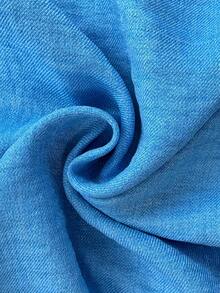 Balvessa Women's Elegant Casual Linen-Like Blue Round Neck Button Detail Vest, Spring/Summer - Blue - View 4