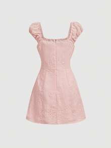 MOD Kleid mit Blumenstickerei, Rüschen, - Pink - Übersicht 5