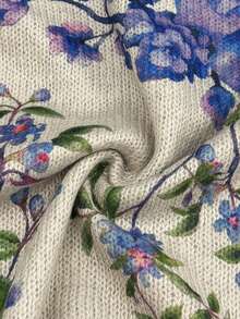 SHEIN LUNE 大码女式春夏休闲风针织背心，适合多种场合，柔软复古美学，随机红色玫瑰印花，圆领无袖宽松版型，是春夏穿着的理想之选。 - 藍色 - 查看 7