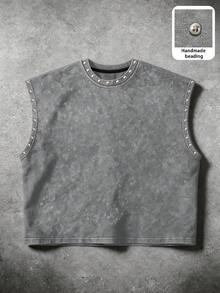 Manfinity EMRG Men's Summer Street Style Rivet Detail Tank Top - Grey - View 5