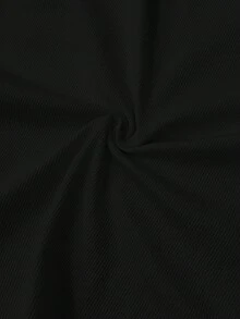 SHEIN PETITE CURVE 大码休闲修身白色露肩圆领吊带背心 - 黑色 - 查看 6