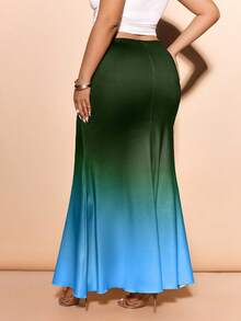 Cravure Plus Size Women Ombre Casual Versatile Daily Wear Skirt - Multicolor - View 2