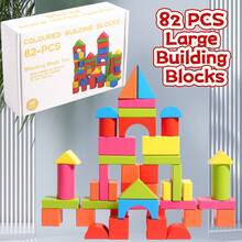 MINKOJA MINKOJA Um Conjunto de Blocos de Construção Educacionais de Partículas Grandes em Caixa Colorida de Madeira com 82 Peças - Aprendizado Inicial para Reconhecimento de Cores e Formas, Cultivo da Criatividade e Habilidades Práticas, Exercício de Pensamento Lógico Espacial, Brinquedo de Aprendizagem Montessori, Blocos de Construção para Educação STEM. Inclui 82 Blocos de Formas. Perfeito para Natal, Páscoa, Halloween. Presente de Aniversário Ideal para Meninos e Meninas. Brinquedo de Madeira - Multicolorido - Visão 9