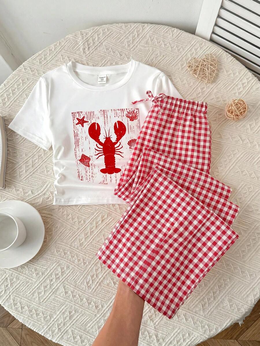Tween Girls' Casual Crew Neck Top And Striped Pants Set - White - View 1