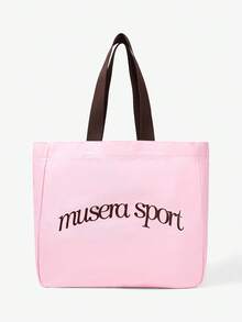 MUSERA Pink Sports Logo Pattern Cute Sports Active Daily Fitness Bag Shopping Bag Large Capacity Lightweight - Pink - View 2