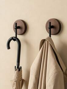 2PCS Self-Adhesive Walnut Wall Hooks Without Drilling Required, Suitable For Bathrooms And Kitchens - Multicolor - View 5