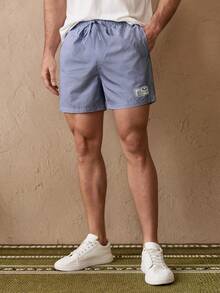 Manfinity VCAY Pantalones cortos rectos de cintura media con cordón y rayas verticales tejidas para hombre - Multicolor - Ver 5
