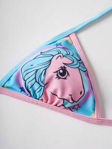 My Little Pony X SHEIN Bộ bikini gợi cảm buộc dây cổ, in hình kỳ lân, dành cho nữ, thích hợp mặc đi biển mùa hè. - Màu xanh lam - Xem 7