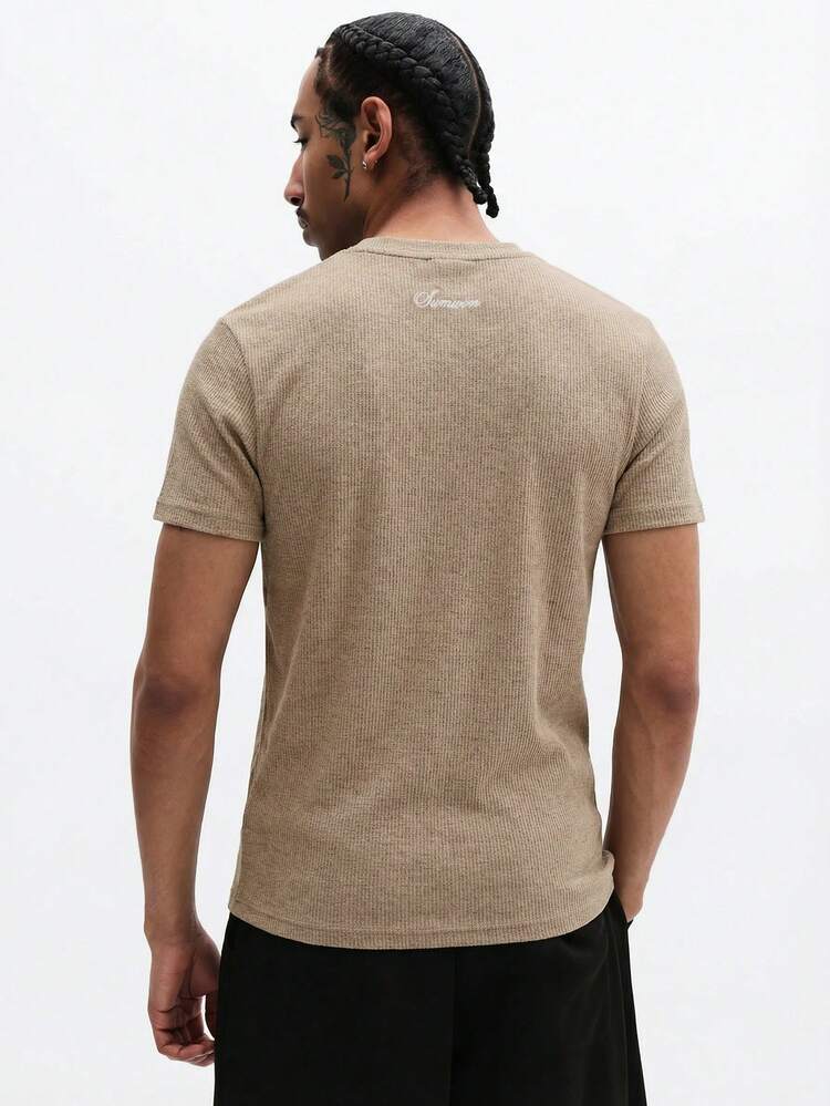 Ribbed Henley Short Sleeve Casual Comfort Everyday Essential Spring Summer