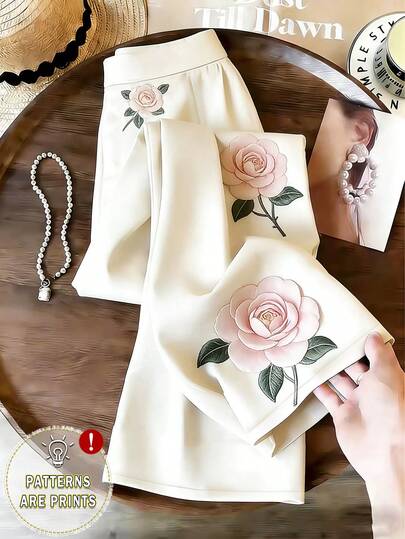 GlowEve Quần nữ dáng rộng họa tiết hoa thanh lịch