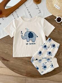 LMoss Kids Set de 2 piezas de pijama informal y holgado con estampado de dibujos animados para bebé niño, adecuado para el verano - Multicolor - Ver 5