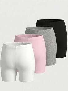 Quần legging dệt kim in họa tiết tình yêu cho bé gái lớn, thích hợp mặc ở nhà và ngoài trời, gồm 3 chiếc, kiểu dáng ôm sát, chống xuyên thấu. - Nhiều màu - Xem 2