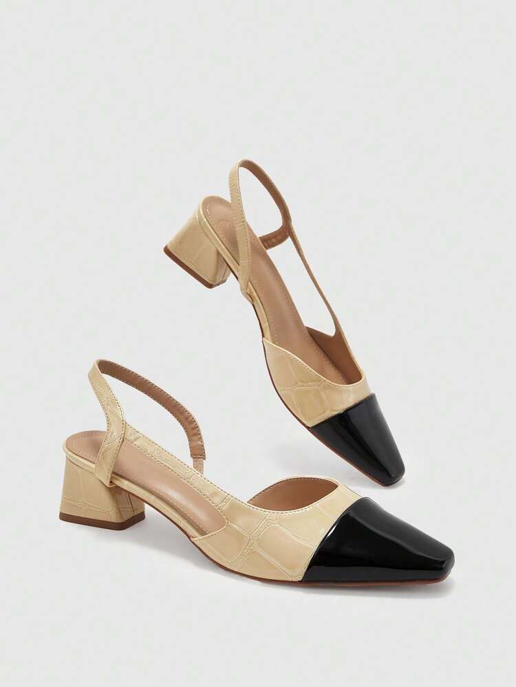 CUCCOO BIZCHIC Women's Pointed Toe Contrast Color Everyday Fashionable High Heels Valentine's Day Spring Shoes