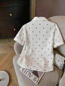 Resyla Women's Polka Dot Print Minimalist Short Sleeve Shirt - Multicolor - View 2