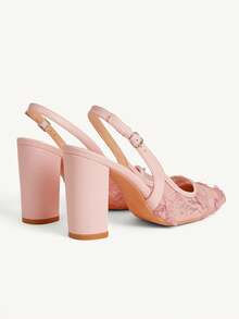 CUCCOO CHICEST Giày nữ mùa xuân hè mới, giày cao gót nữ thanh lịch, sang trọng, họa tiết hoa 3D, ren lưới, mũi nhọn, gót dày, giày cưới, giày dự tiệc, giày đi làm hàng ngày, giày quai ngang thấp đa năng cho nữ. - Màu hồng b - Xem 6