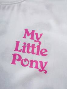 My Little Pony X SHEIN 男士字母印花圆领短袖T恤， - 白色 - 查看 5