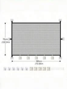 1Pc Punch-Free Pet Fence, Portable Foldable Pet Isolation Net For Stairs & Doorways, Safety Barrier For Dogs & Cats - Black - View 7