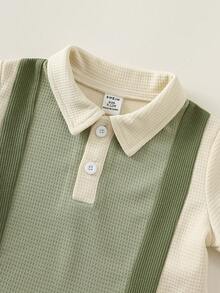 SHEIN 2件組男嬰夏季休閒拼色 Polo 衫與休閒短褲套裝，Polo 套裝，正式套裝，嬰兒套裝，夏季套裝 - 彩色 - 查看 7