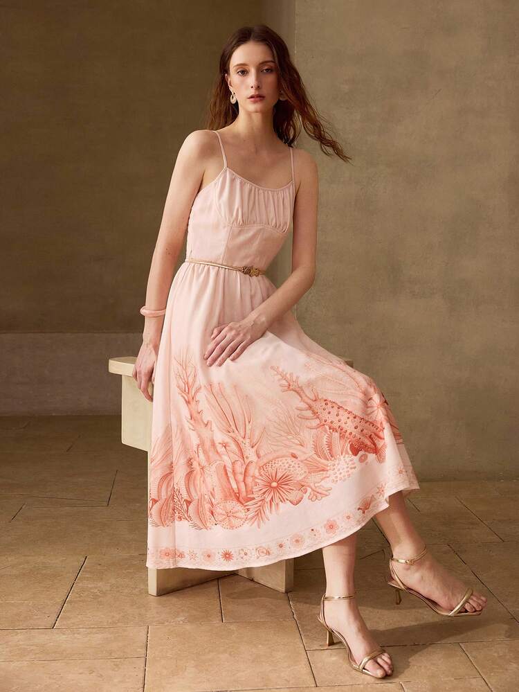 FASHIONABLE & ELEGANT PRINTED MID-LENGTH DRESS FOR WOMEN