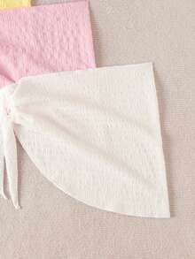 Swim Chiccia SHEIN 泳装 Chicsea 半身裙纯色纹理沙滩连衣裙三件套 - 彩色 - 查看 5