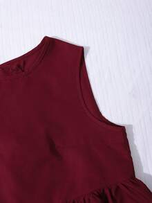 SHEIN Sparklyn 两件套少女无袖荷叶边露背背心和蝴蝶结印花长裤夏季套装，适合外出、度假、购物，休闲百搭 - 彩色 - 查看 8