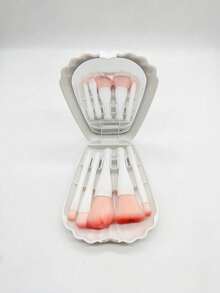 5Pcs 1Set White Shell Pattern Makeup Brush Set With Mirror Portable Mini Makeup Brush Boxed Multi Function Paint Powder Blusher Brush Professional Makeup Kit Complete Makeup Gift Set - Multicolor - View 17