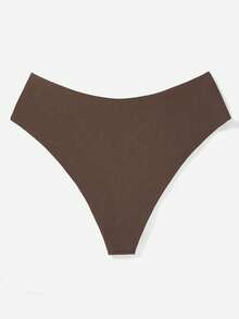 Swim Vcay Plus Size Women Solid Color Bikini Bottom - Coffee Brown - View 2