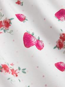 Sweetness Women's Cute Countryside Style Patchwork Strawberry Plaid High Waist Midi Dress, Suitable For Spring And Summer Vacation - Pink - View 3