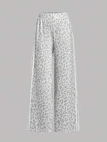 Tween Girls' Casual Everyday Fashion Leopard Print Pants With Side Ribbon - Grey - View 4