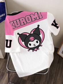 HELLO KITTY AND FRIENDS | SHEIN 大码女式圆领卡通字母印花休闲百搭日常T恤 - 白色 - 查看 2
