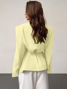 Rafferiza Women's Fashionable Commuter Solid Color Regular Jacket - Light Yellow - View 2
