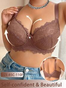 DesireSculpt Christmas Lace Patchwork Plus Size Underwire Bra Roleplay Brown Summer - Coffee Brown - View 6