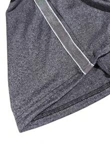 SHEIN Regular Fit V-Neck Short Sleeve Top + Straight Leg Pants With Side Pockets - Grey - View 5