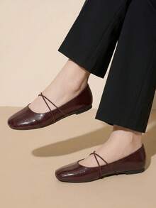 CUCCOO CURVES Zapatos planos de ajuste ancho para mujer con horma ancha - Burdeos - Ver 3
