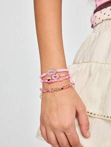 ROMWE Kawaii 4 cái/bộ Vòng tay Đức Trinh Nữ Maria, Mắt Ác, Bộ vòng tay dệt bằng thẻ mặt dây chuyền, Trang trí tiệc Vòng tay may mắn, Quà tặng, Giáng sinh, Phục sinh và Quà tặng Lễ Ngũ Tuần - bộ vòng tay bện - Xem 6