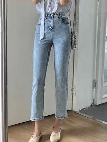 DAZY Ladies' Casual Slim Fit Denim Pants With Pockets Women Jeans - Baby Blue - View 5
