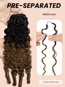 Boho Braids Tóc giả móc sợi lông vũ màu nâu ombre, tóc xoăn kiểu Miến Điện dành cho nữ, 100% tóc thật, đã được tách sẵn, không thắt nút, kiểu móc sợi siêu nhỏ vô hình, tóc xoăn móc sợi thật để tết. - SNATURAL/30 - Xem 3