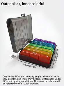 Weekly Pill Organizer With 1 Compartment, Taken 3 Times A Day, Portable Travel Pill Box, 7-Day Capacity, Large-Capacity Pill Box, Light-Proof Design, Suitable For Vitamins, Medicines, Health Supplements, And Fish Oil. - Multicolor - View 8