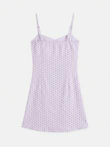 lacRébo Lilac Polka Dot Fitted Mini Dress With Straps Spring Summer Cute Dress Casual Holiday Dress French Dress Polkadot Dress - Purple - View 8
