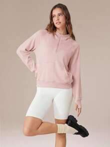 GLOWMODE Modal Silk Touch Oversized Long Sleeve Half-Zip Sweatshirt  Spring Summer - Dusty Pink - View 7
