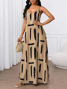 SHEIN Lady 女士长款连衣裙 - 棕色 - 查看 3