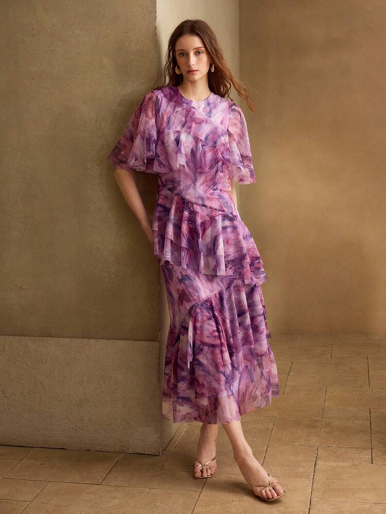ROMANTIC ASYMMETRIC RUFFLE HEM CAKE DRESS, SPRING/SUMMER