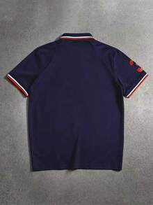 STYNVO 男士字母印花短袖休閒通勤 Polo 衫 - 藏蓝色 - 查看 2
