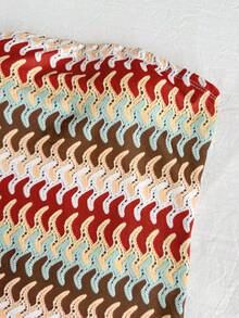 SHEIN Women's Multicolor Wave Print Tube Top / Casual Versatile / Summer - Multicolor - View 4