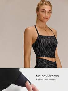 GLOWMODE Áo tank top cổ chữ T FeatherFit™ kiểu racerback, hỗ trợ nhẹ, tác động thấp, thích hợp cho yoga, pilates, tập luyện, mùa xuân và hè. - Đen và trắng - Xem 3