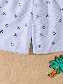 SHEIN Tween Boys Printed Beach Shorts - Blue - View 7