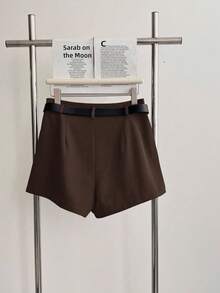 INAWLY Women's Solid Color Pleated Pocket Casual Shorts - Multicolor - View 7