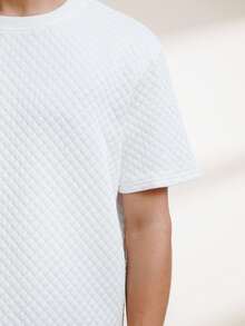 Men's Casual Versatile Solid Color Textured Short Sleeve T-Shirt Men T Shirts Men Clothing Men T Shirt Co Ords Gym Sport Workout - White - View 6